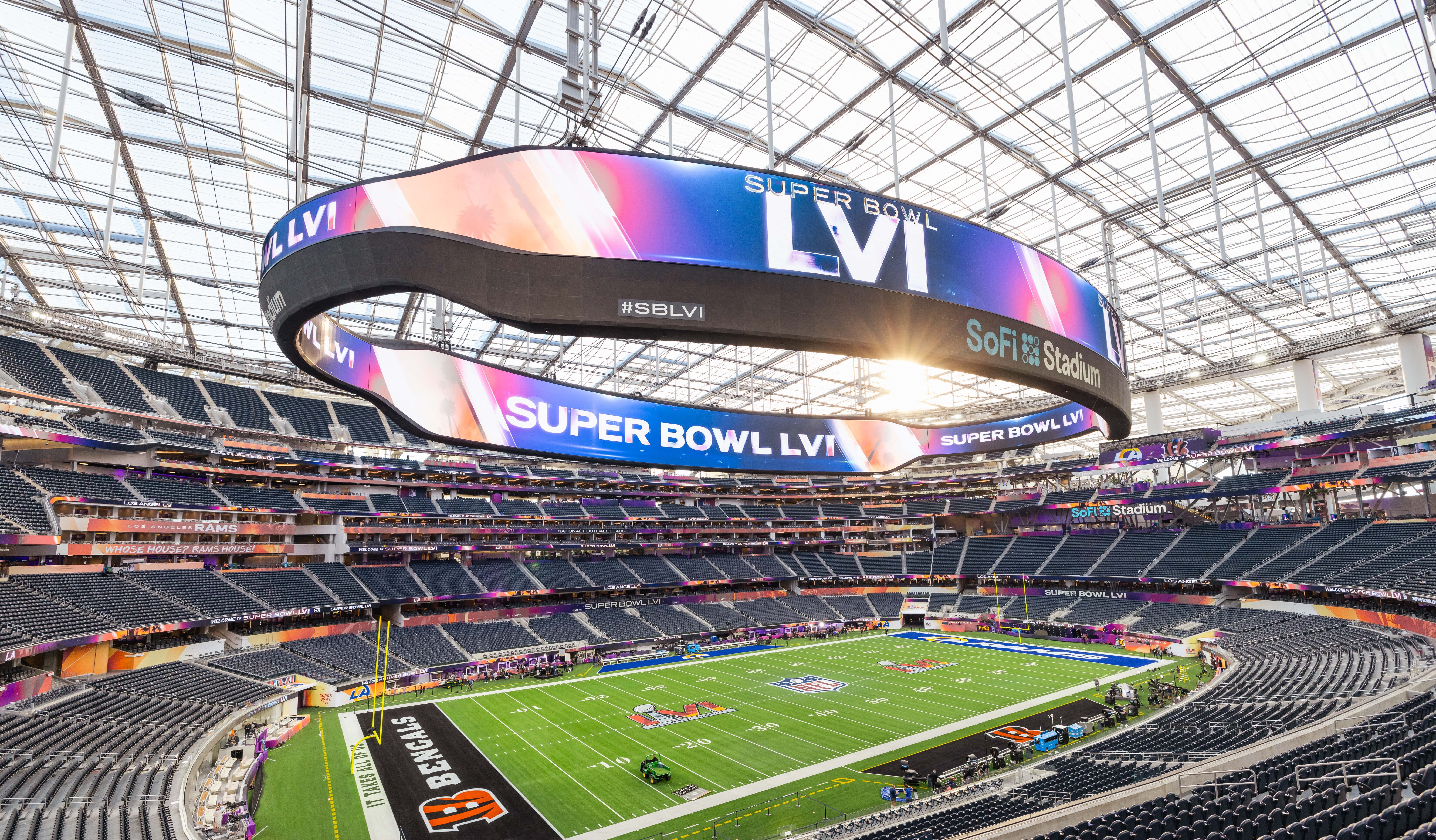 Van Wagner Productions developed creative for the LED graphics over centerfield at Super Bowl 2022